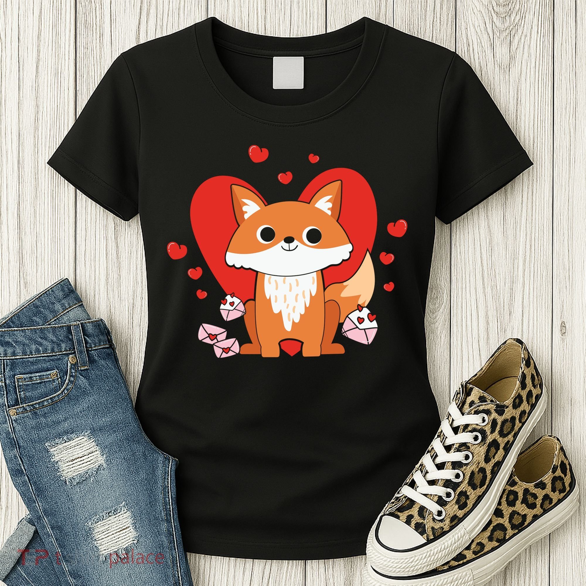Cute Fox Animal Valentine Gift For Valentine Day Women's T-Shirt