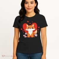 Cute Fox Animal Valentine Gift For Valentine Day Women's T-Shirt thumb 4