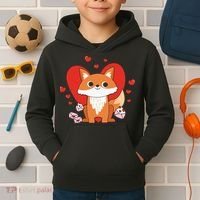 Cute Fox Animal Valentine Gift For Valentine Day Kids Hoodie thumb 2