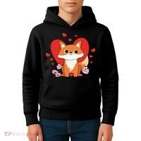 Cute Fox Animal Valentine Gift For Valentine Day Kids Hoodie thumb 4