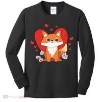 Cute Fox Animal Valentine Gift For Valentine Day Kids Long Sleeve Shirt thumb 0