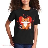 Cute Fox Animal Valentine Gift For Valentine Day Kids T-Shirt thumb 2