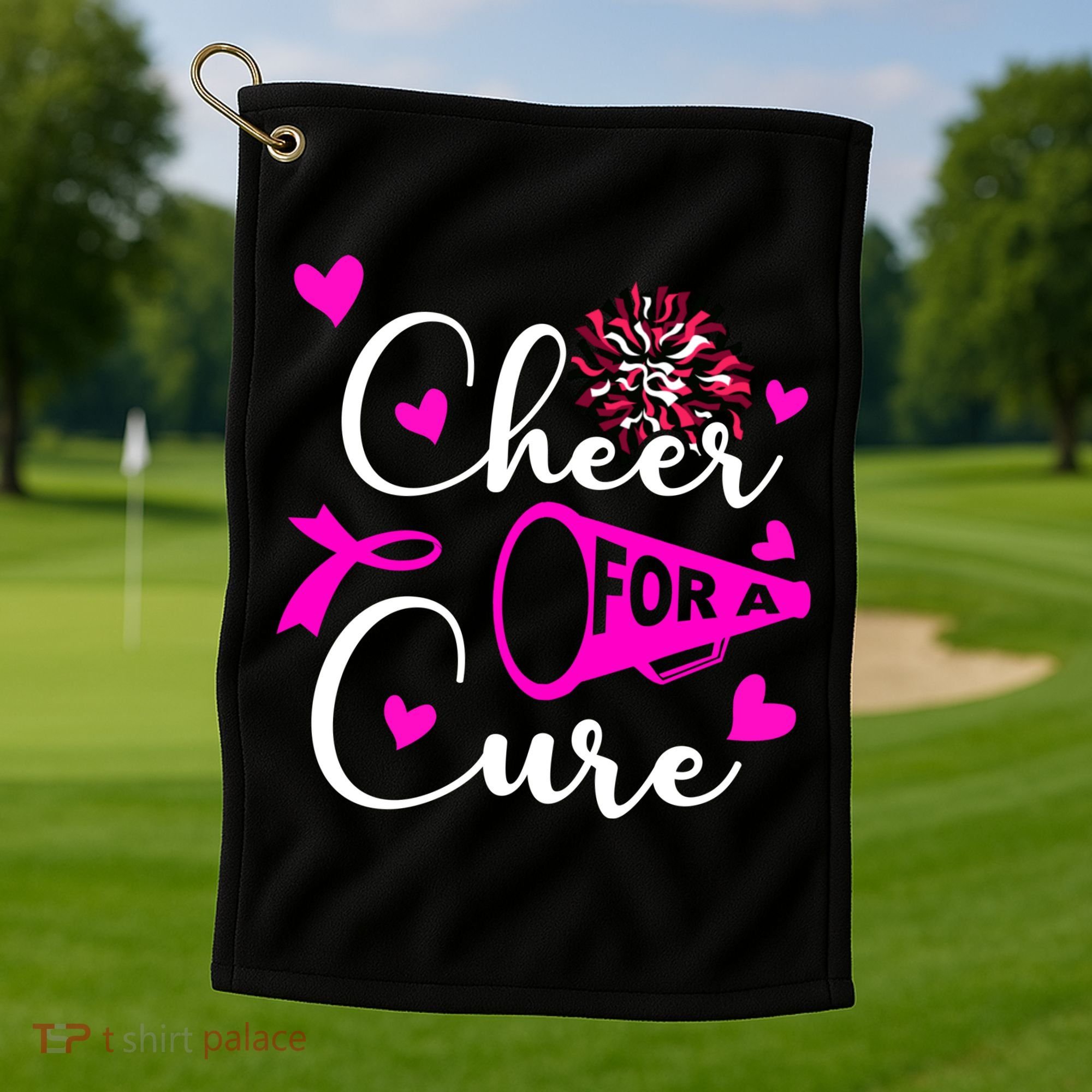 Cheer For A Cure Breast Cancer Awareness Golf Towel