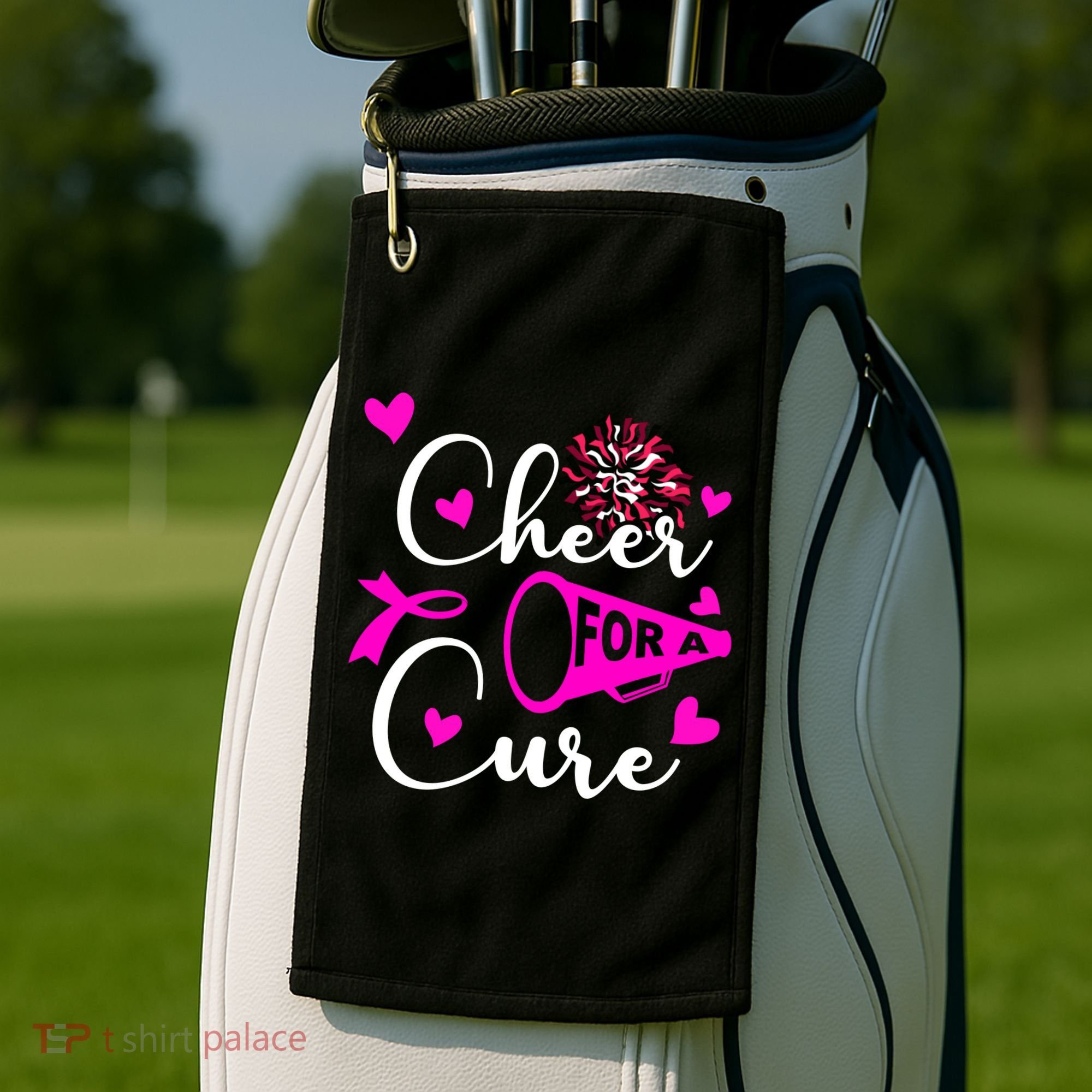 Cheer For A Cure Breast Cancer Awareness Golf Towel