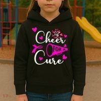 Cheer For A Cure Breast Cancer Awareness Kids Hoodie thumb 3