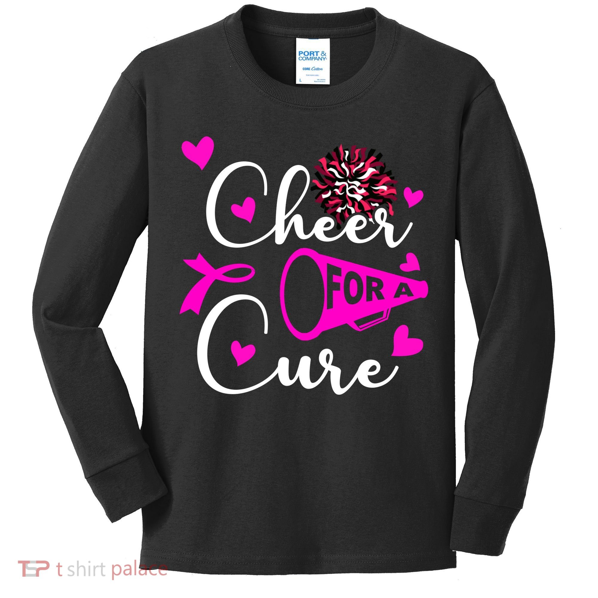 Cheer For A Cure Breast Cancer Awareness Kids Long Sleeve Shirt