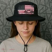 Crab Fisherman American Flag 4th of July Crabbing Bucket Hat thumb 3