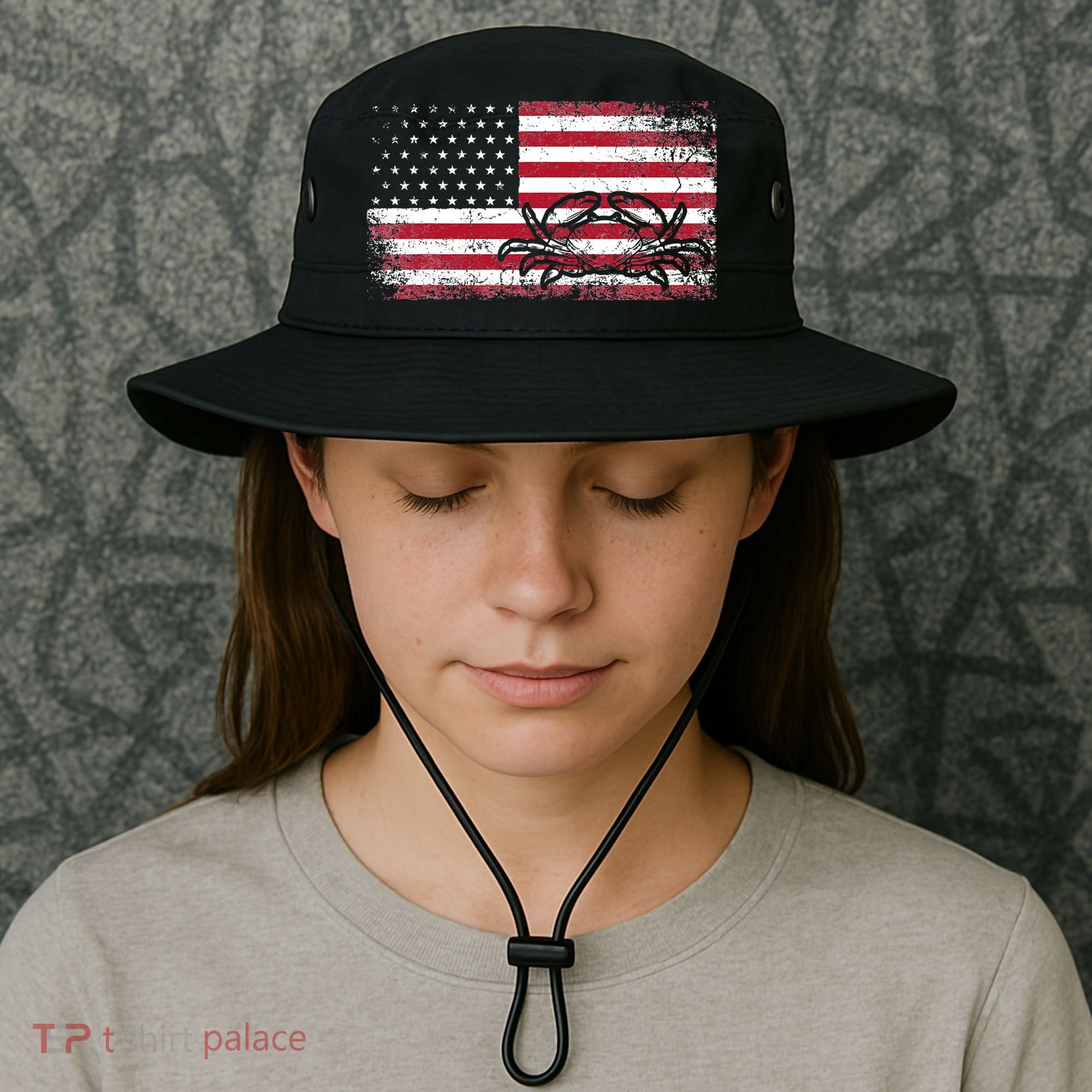 Crab Fisherman American Flag 4th of July Crabbing Bucket Hat