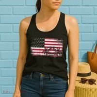 Crab Fisherman American Flag 4th of July Crabbing Women's Tank Top thumb 2