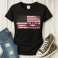 Crab Fisherman American Flag 4th of July Crabbing Women's T-Shirt thumb 3