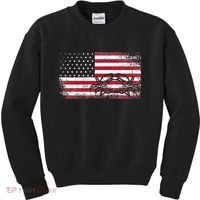 Crab Fisherman American Flag 4th of July Crabbing Kids Sweatshirt thumb 0
