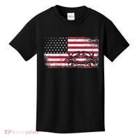 Crab Fisherman American Flag 4th of July Crabbing Kids T-Shirt thumb 0