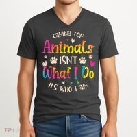 Caring For Animals Isnt What I Do Its Who Animal Rescue V-Neck T-Shirt thumb 2