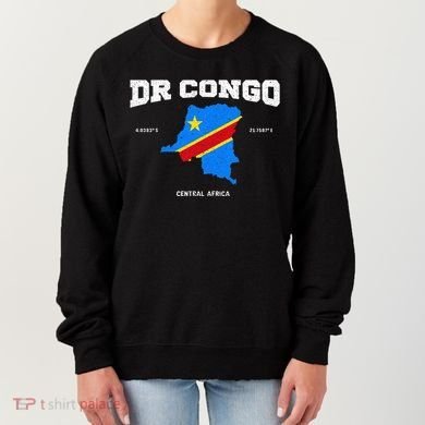 Congolese Flag And Map Dr. Congo Coordinates Women's Sweatshirt