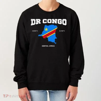 Congolese Flag And Map Dr. Congo Coordinates Women's Sweatshirt