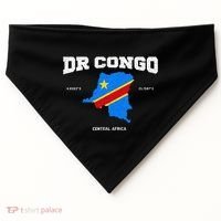 Congolese Flag And Map Dr. Congo Coordinates USA-Made Doggie Bandana thumb 0