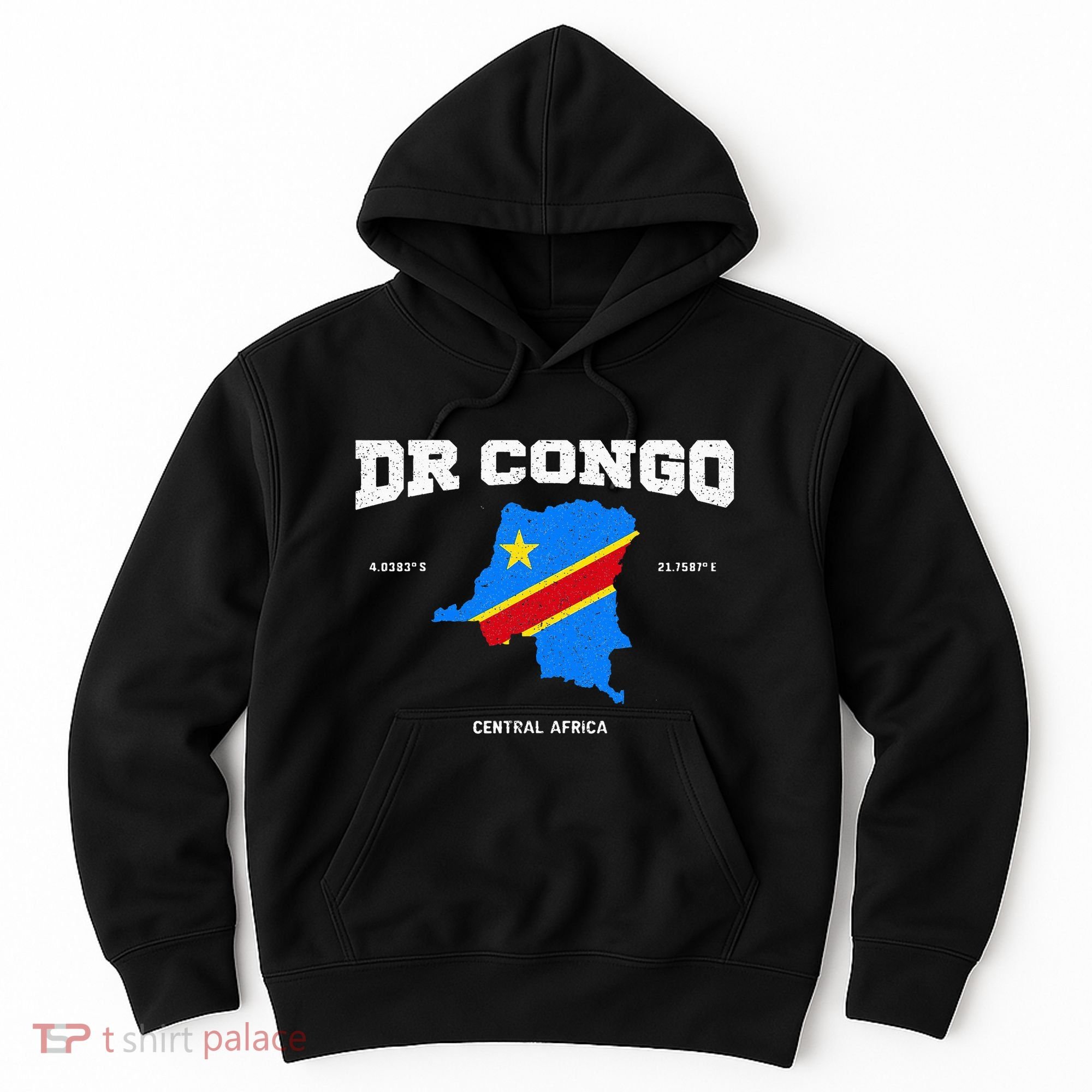 Congolese Flag And Map Dr. Congo Coordinates Hoodie