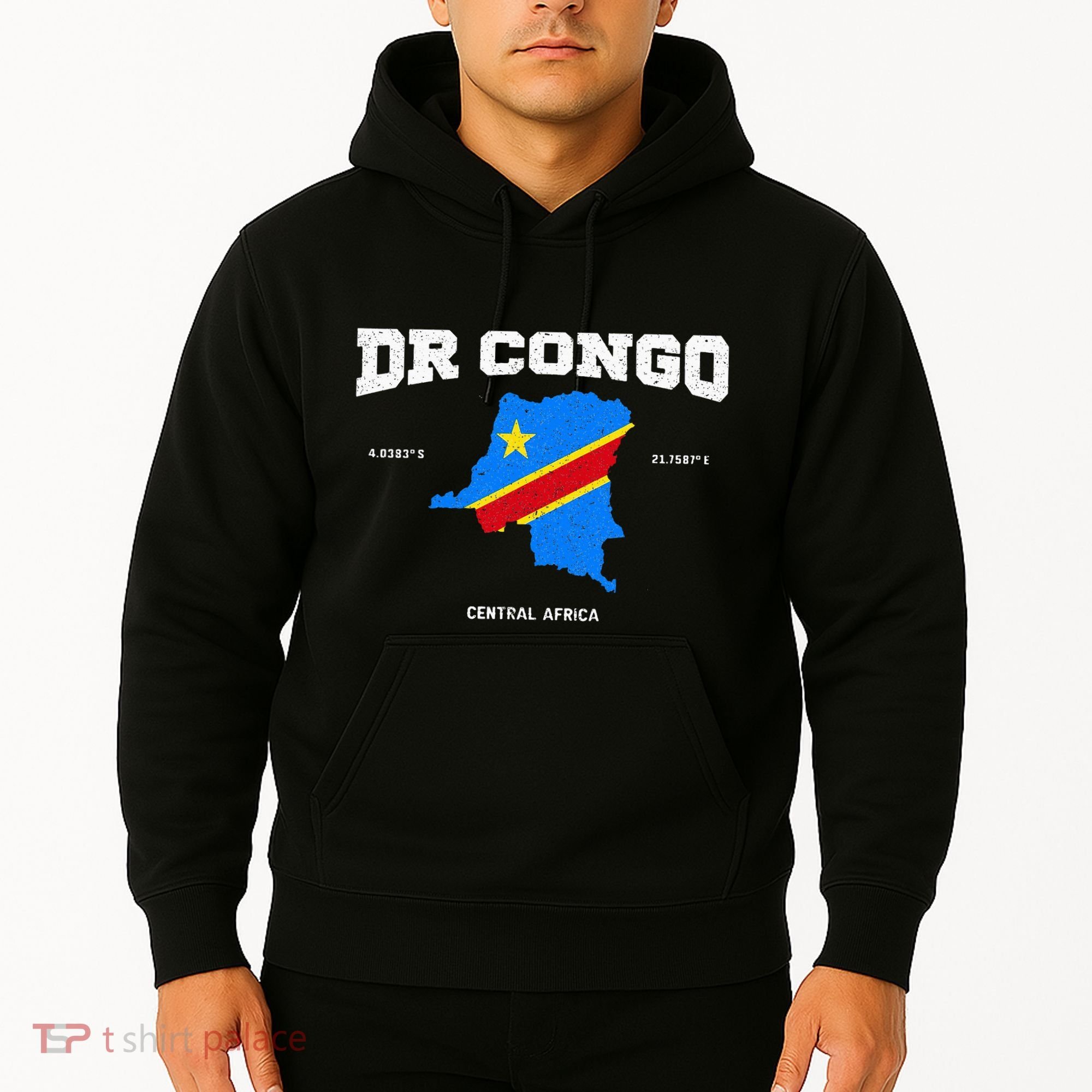 Congolese Flag And Map Dr. Congo Coordinates Hoodie