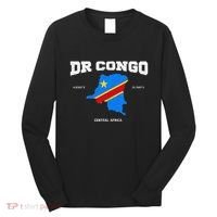 Congolese Flag And Map Dr. Congo Coordinates Long Sleeve Shirt thumb 0