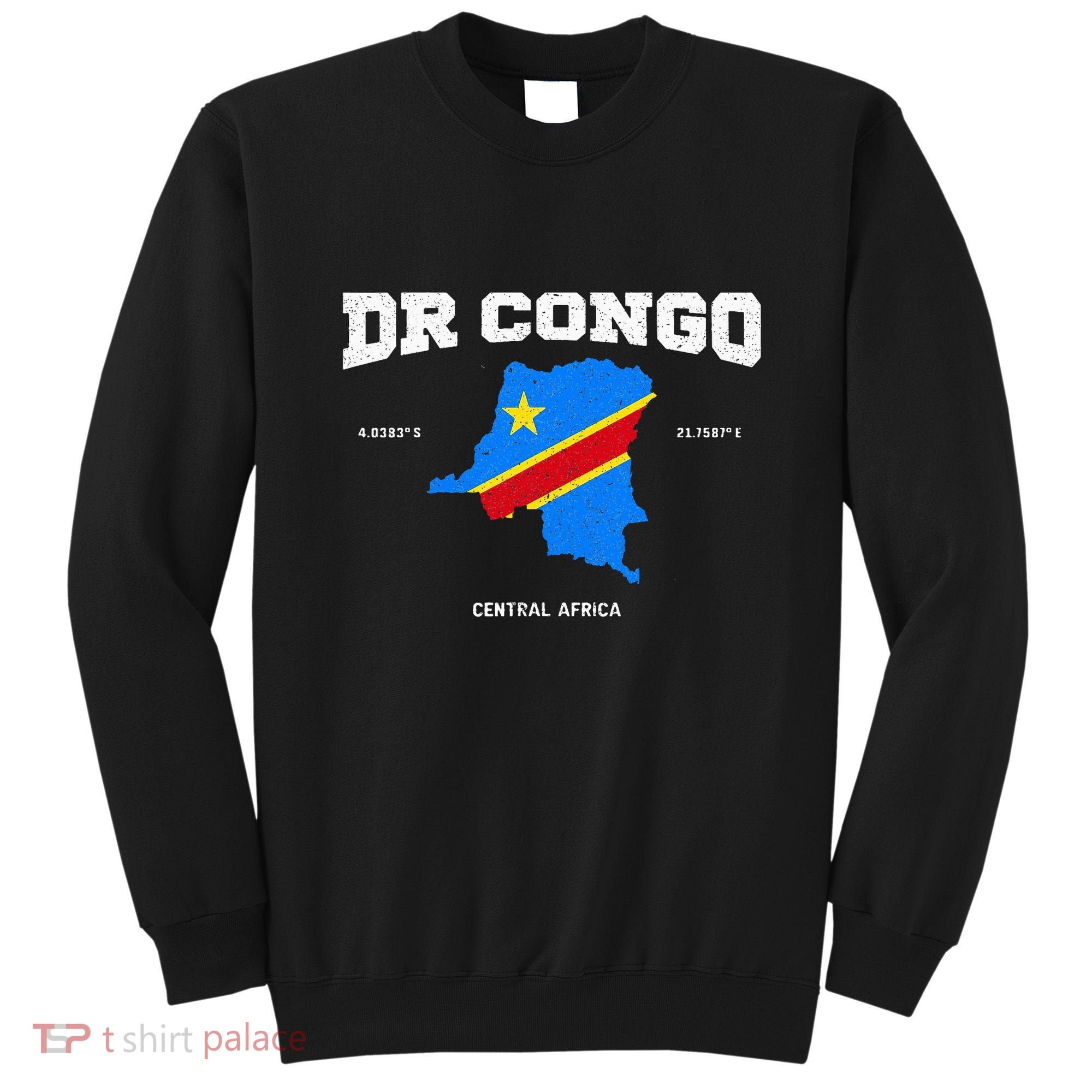 Congolese Flag And Map Dr. Congo Coordinates Sweatshirt