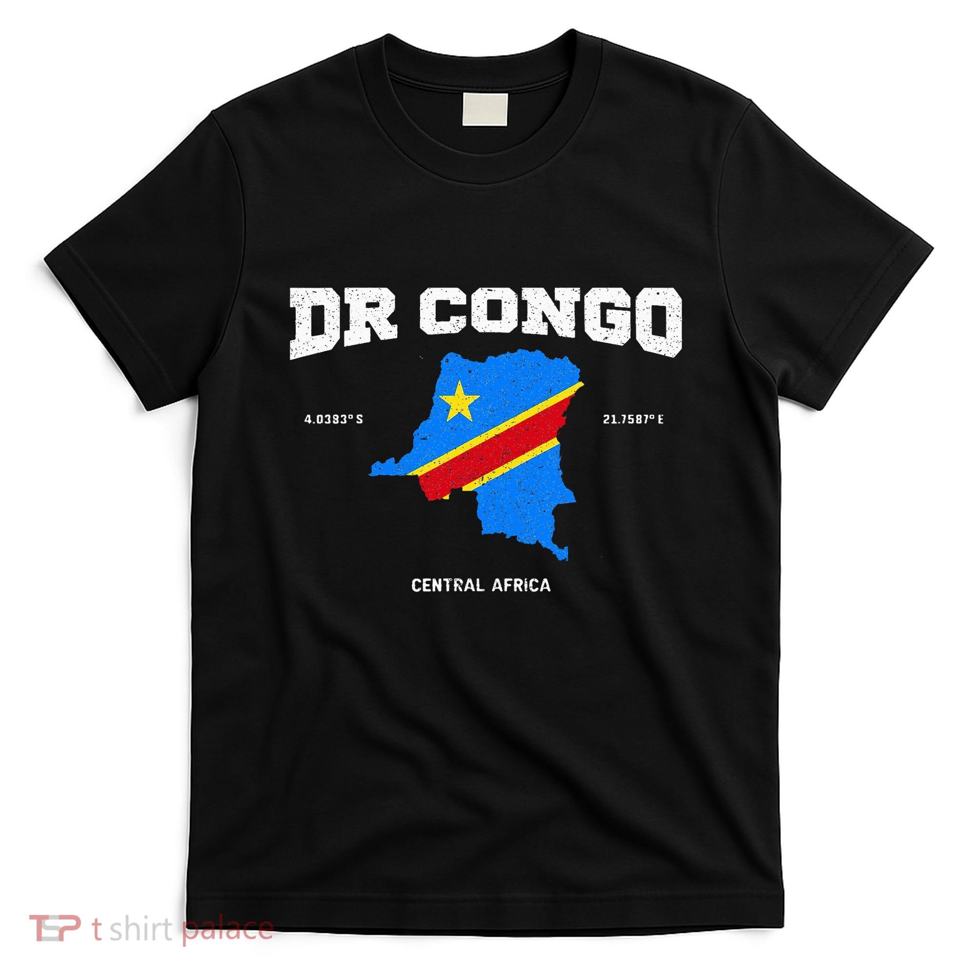 Congolese Flag And Map Dr. Congo Coordinates T-Shirt