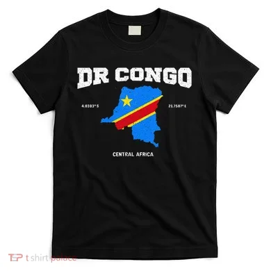 Congolese Flag And Map Dr. Congo Coordinates T-Shirt