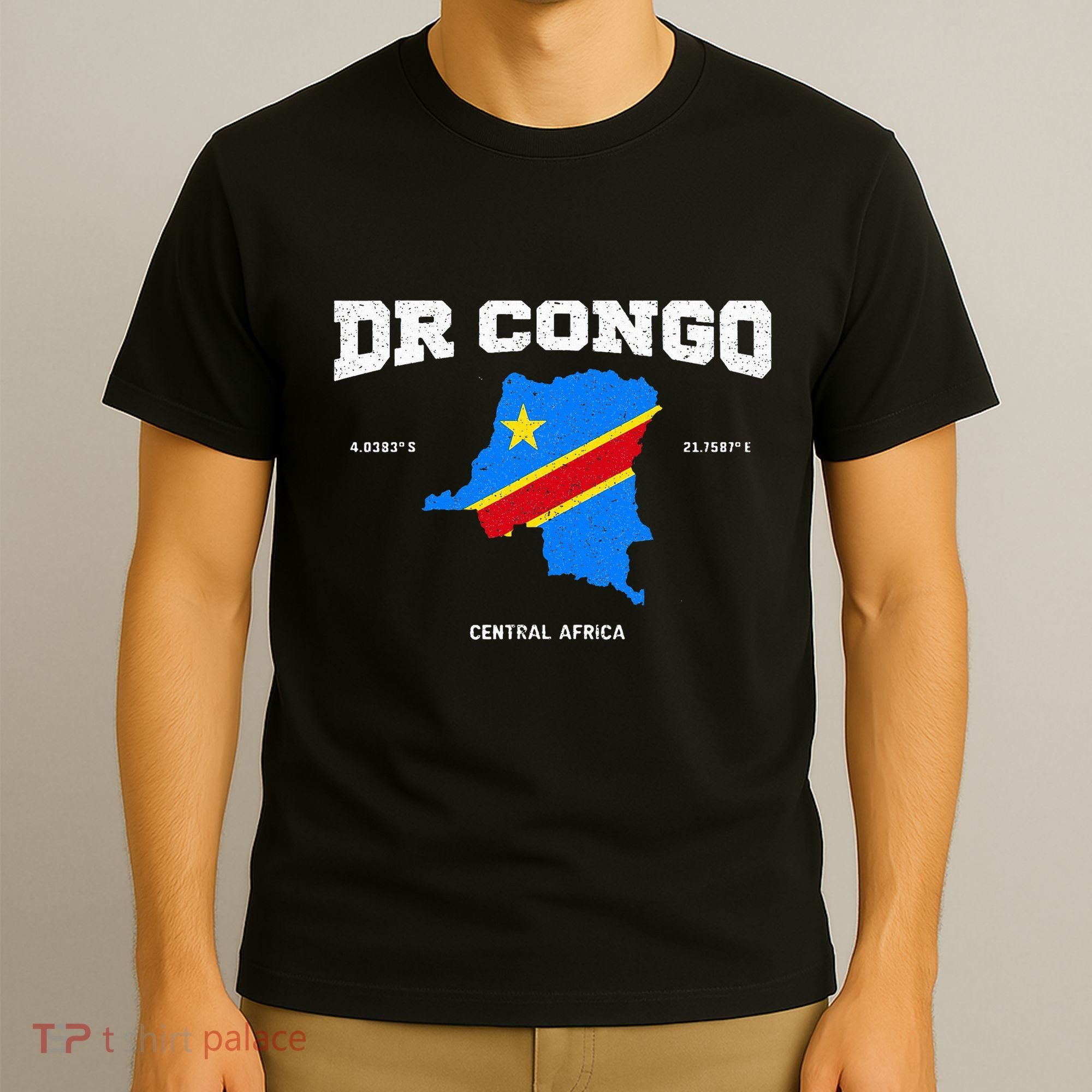 Congolese Flag And Map Dr. Congo Coordinates T-Shirt