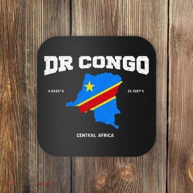 Congolese Flag And Map Dr. Congo Coordinates Coaster