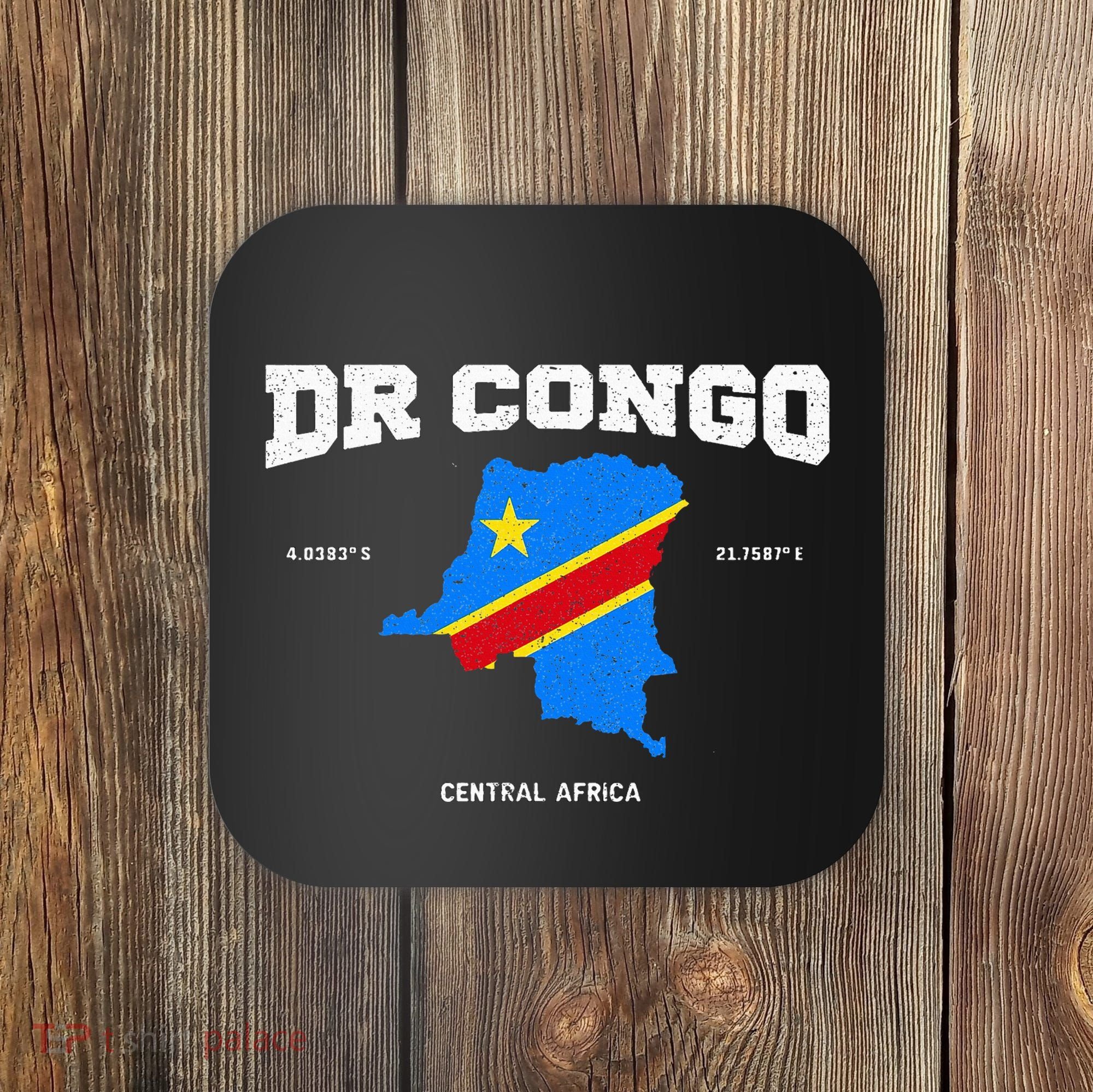 Congolese Flag And Map Dr. Congo Coordinates Coaster