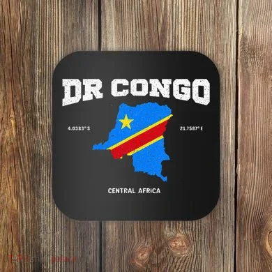 Congolese Flag And Map Dr. Congo Coordinates Coaster