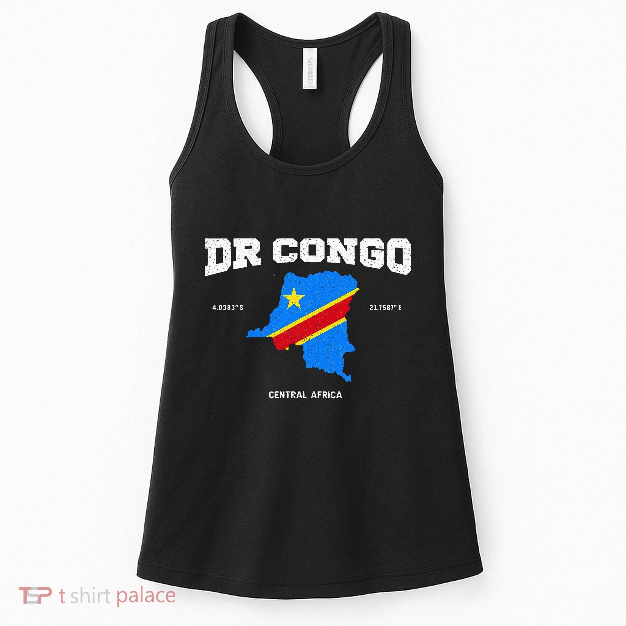 Congolese Flag And Map Dr. Congo Coordinates Women's Tank Top