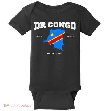 Congolese Flag And Map Dr. Congo Coordinates Baby Bodysuit
