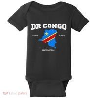 Congolese Flag And Map Dr. Congo Coordinates Baby Bodysuit thumb 0