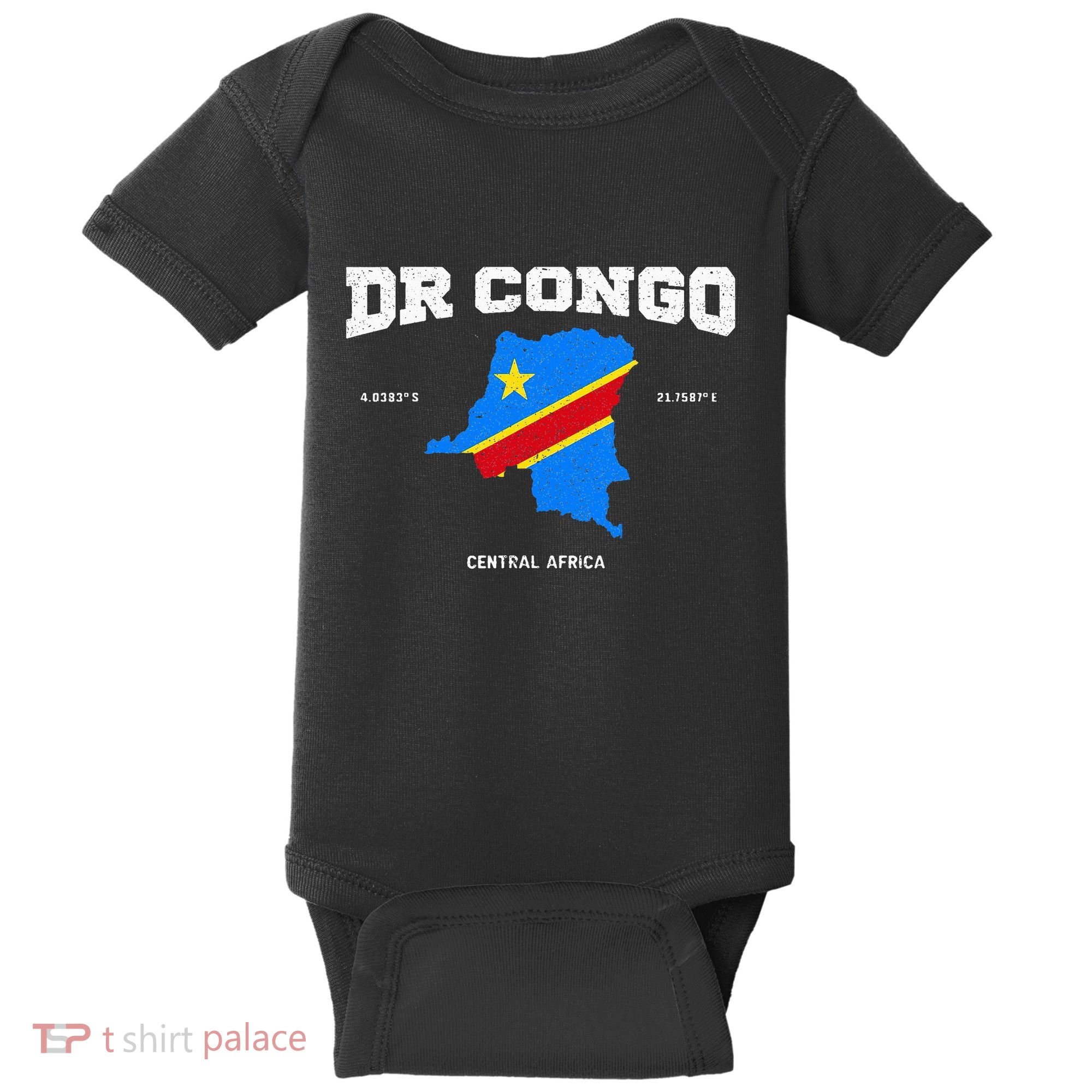 Congolese Flag And Map Dr. Congo Coordinates Baby Bodysuit