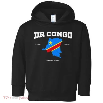 Congolese Flag And Map Dr. Congo Coordinates Toddler Hoodie