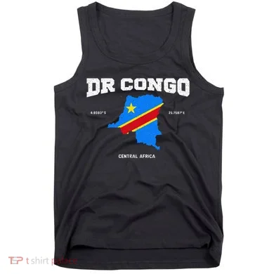 Congolese Flag And Map Dr. Congo Coordinates Tank Top