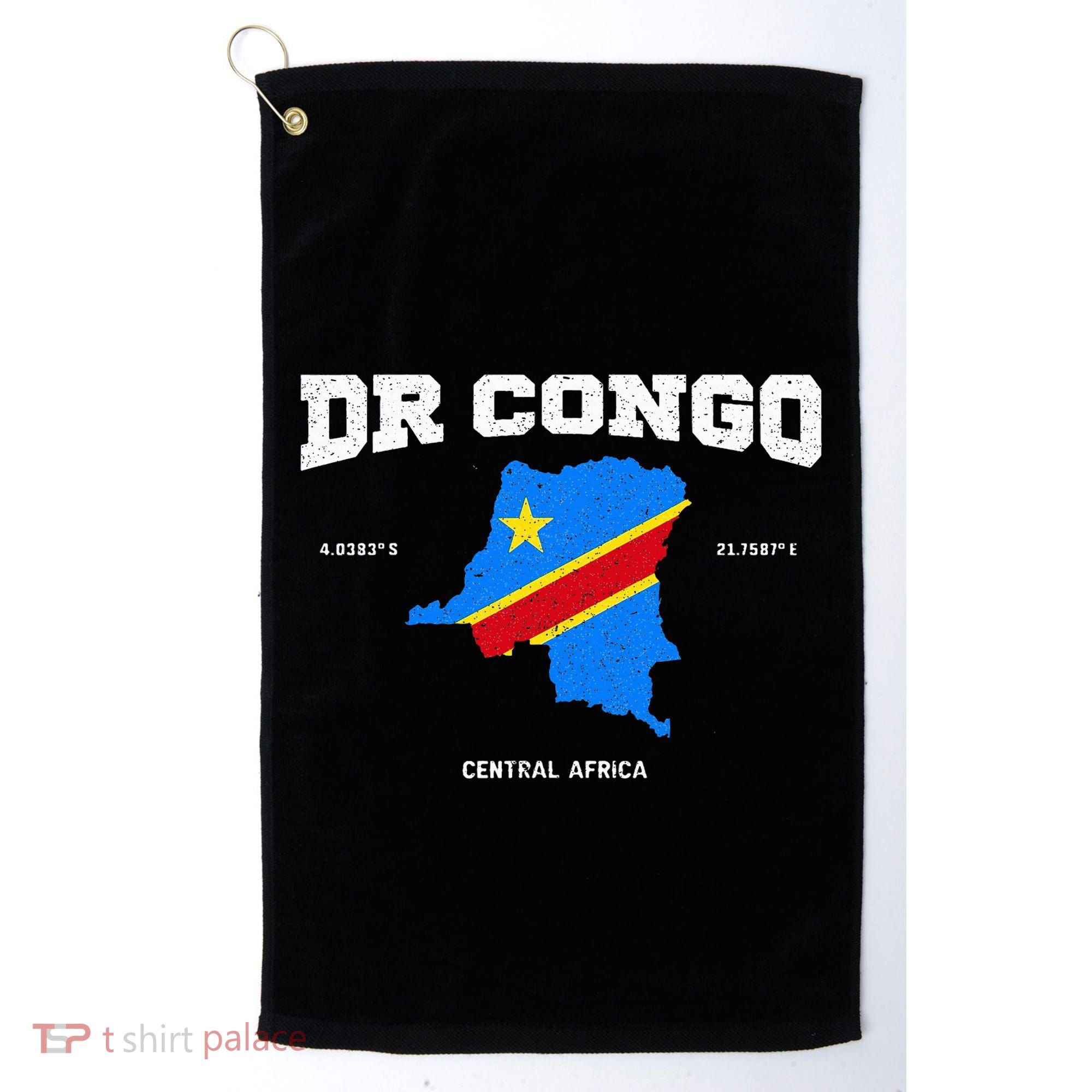 Congolese Flag And Map Dr. Congo Coordinates Golf Towel