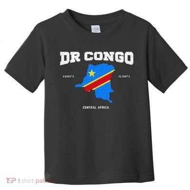 Congolese Flag And Map Dr. Congo Coordinates Toddler T-Shirt