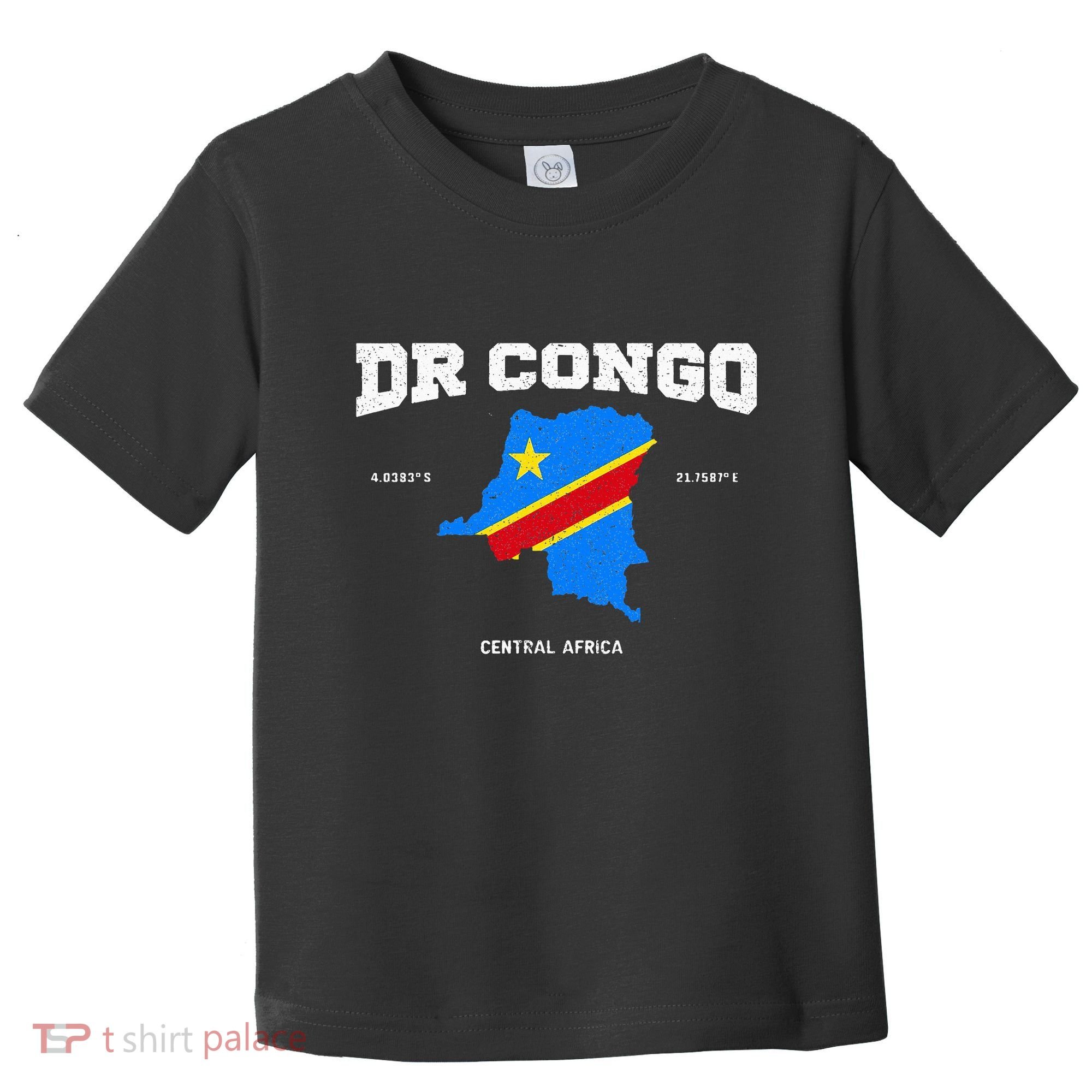 Congolese Flag And Map Dr. Congo Coordinates Toddler T-Shirt