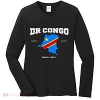 Congolese Flag And Map Dr. Congo Coordinates Women's Long Sleeve Shirt thumb 0