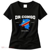 Congolese Flag And Map Dr. Congo Coordinates Women's T-Shirt thumb 0