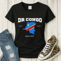 Congolese Flag And Map Dr. Congo Coordinates Women's T-Shirt thumb 3