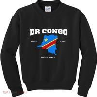 Congolese Flag And Map Dr. Congo Coordinates Kids Sweatshirt thumb 0