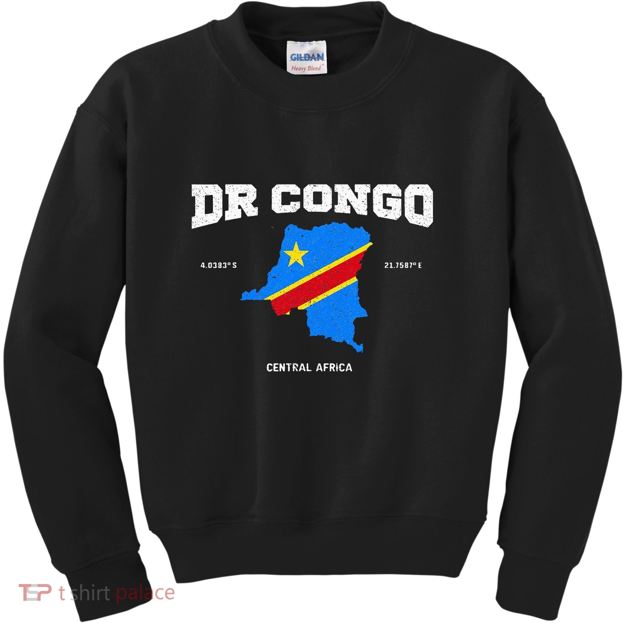 Congolese Flag And Map Dr. Congo Coordinates Kids Sweatshirt