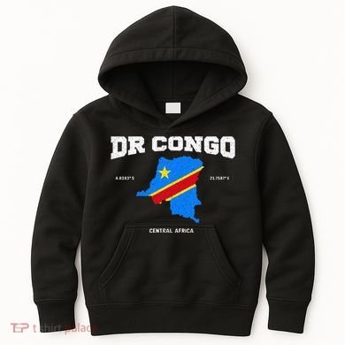 Congolese Flag And Map Dr. Congo Coordinates Kids Hoodie