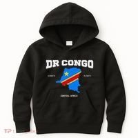 Congolese Flag And Map Dr. Congo Coordinates Kids Hoodie thumb 0