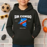 Congolese Flag And Map Dr. Congo Coordinates Kids Hoodie thumb 2