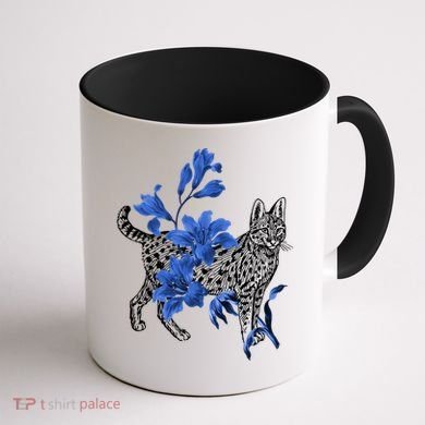 Cat Flower Art Cute Coffee Mug back