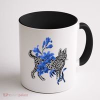 Cat Flower Art Cute Coffee Mug thumb 1