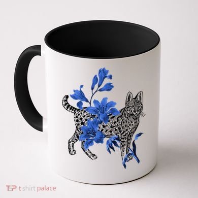Cat Flower Art Cute Coffee Mug